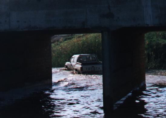 Moogi's Hilux 4WD showing it's swimming skills.